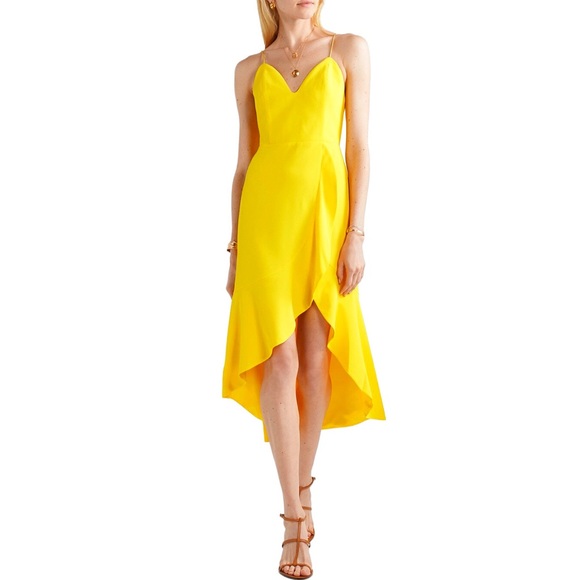 Alice + Olivia Cobi Bright Yellow Sweetheart Ruffled Midi Dress - Picture 13 of 15